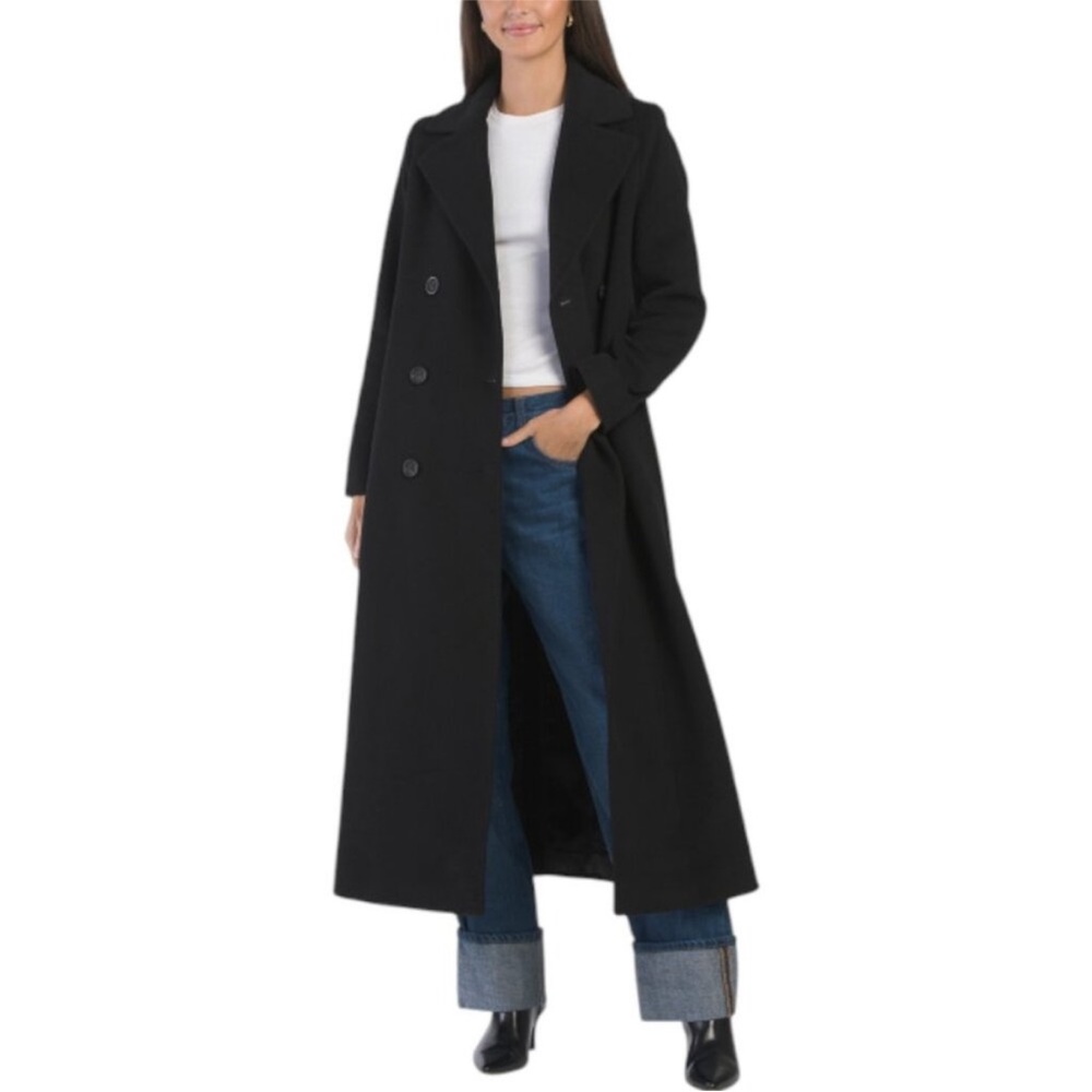 Cinzia Rocca Icons Long‎ Double Breasted 6 Button Wool Cashmere Trench Coat US 2